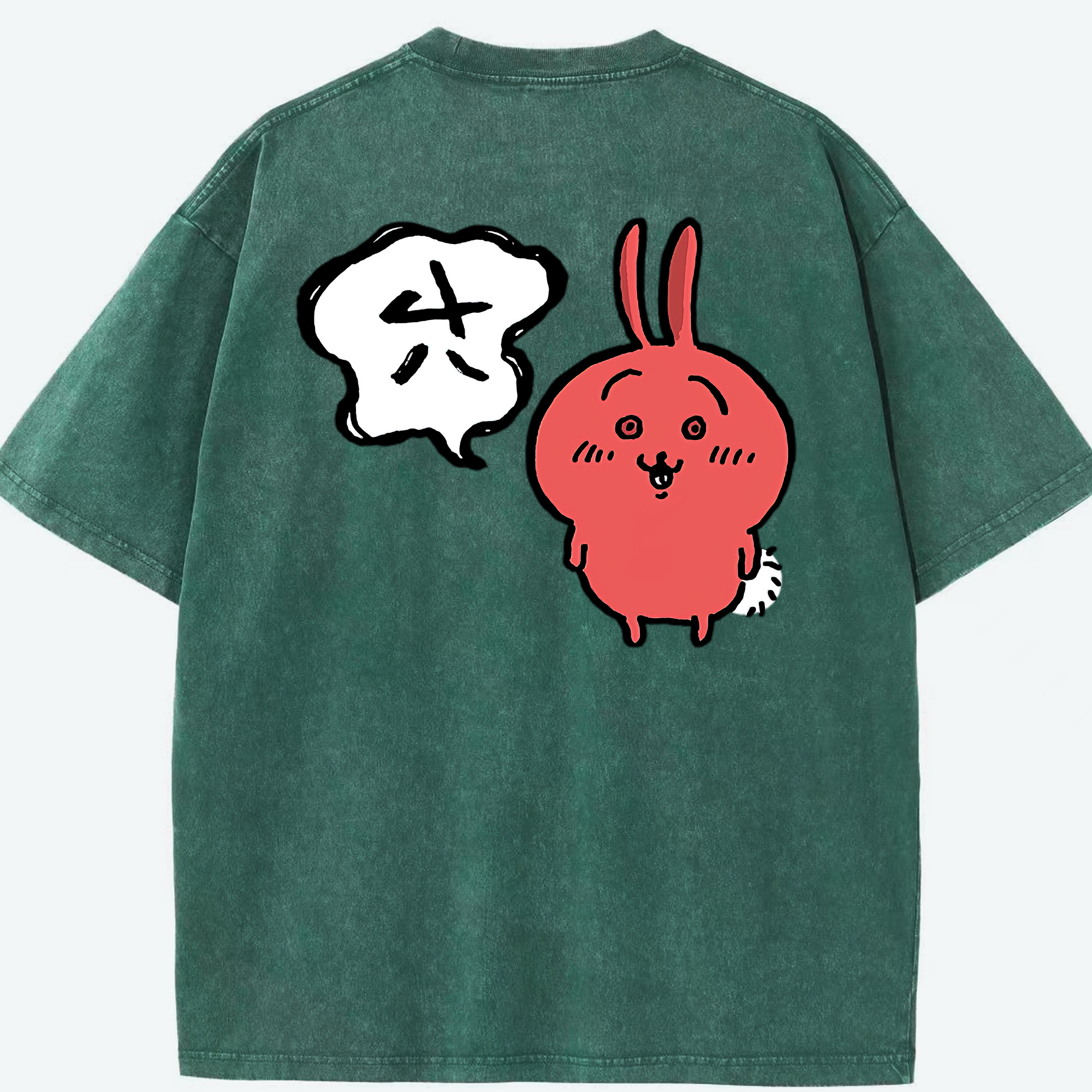 （画像用） ちいかわ ハチワレ Chii-kawa hachiware 綿100% ヴィンテージ風 半袖Tシャツ（背面プリント）
